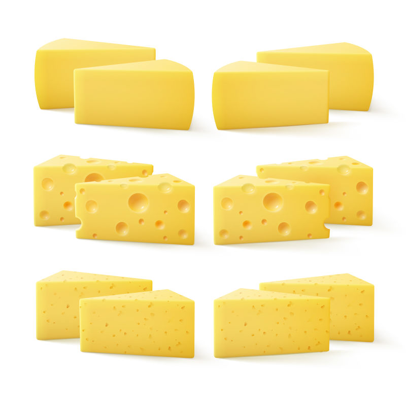 荷兰的奶酪块矢量插图