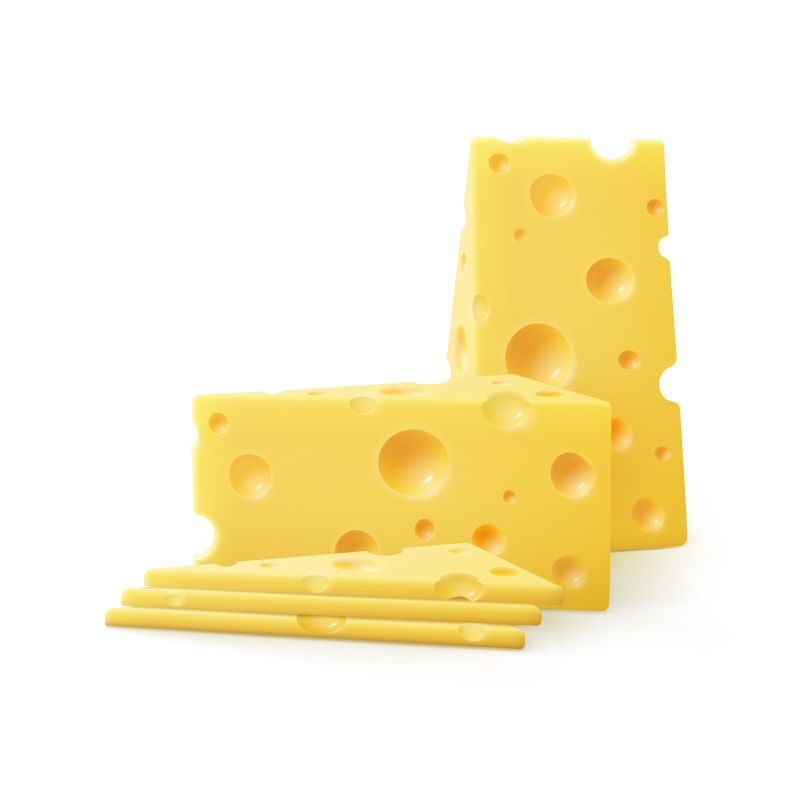 矢量奶酪切片插图