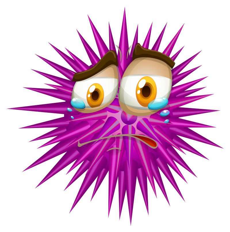 抽象矢量紫色细菌的卡通插图