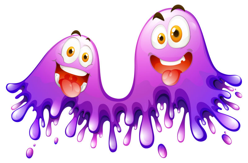 矢量抽象紫色疯狂的细菌插图