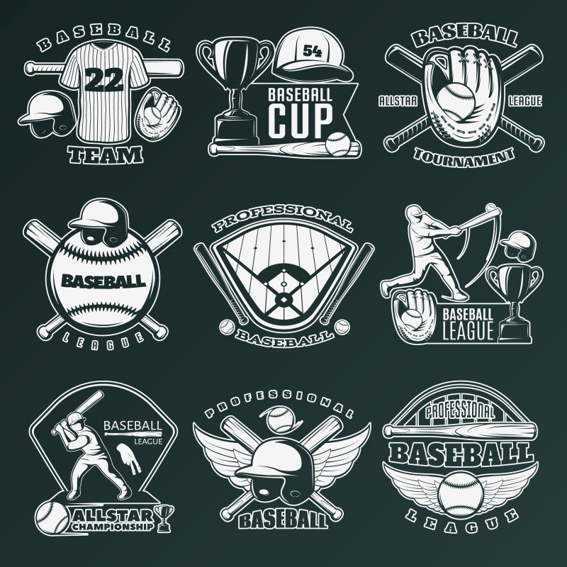 创意矢量棒球赛事标志设计
