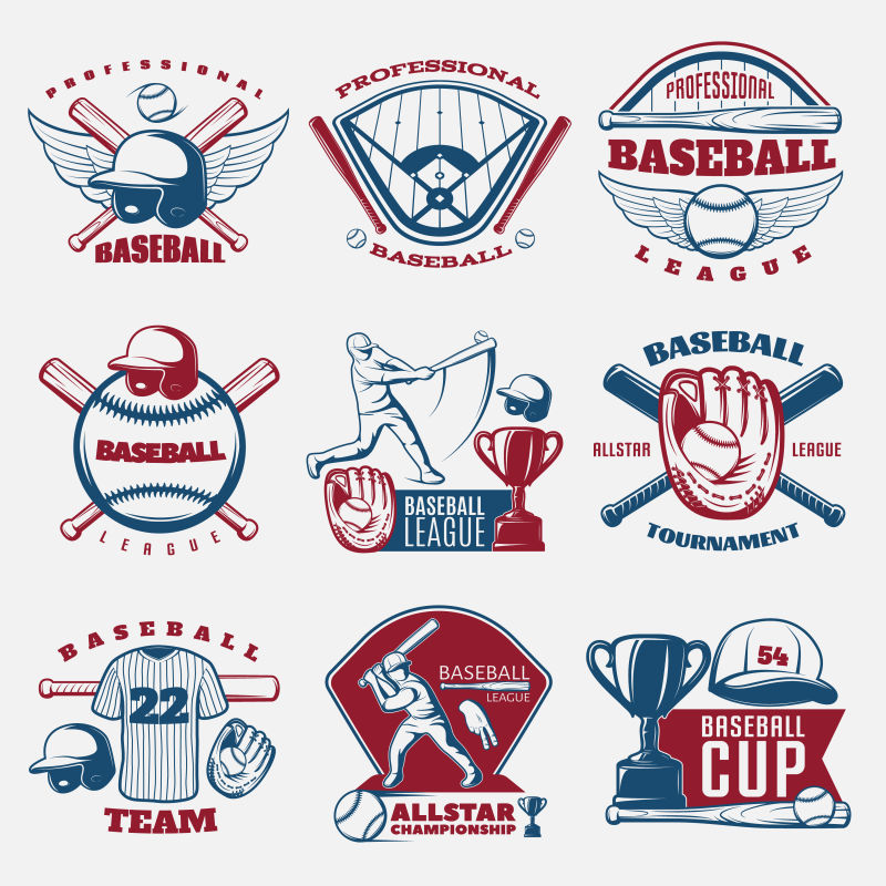 创意矢量棒球运动的创意标志设计