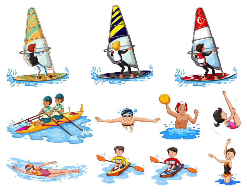 矢量的水上体育运动插图