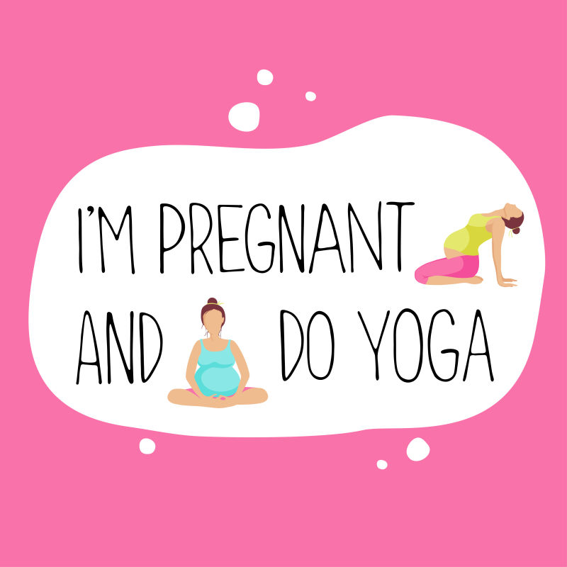 孕妇瑜伽海报插图矢量设计