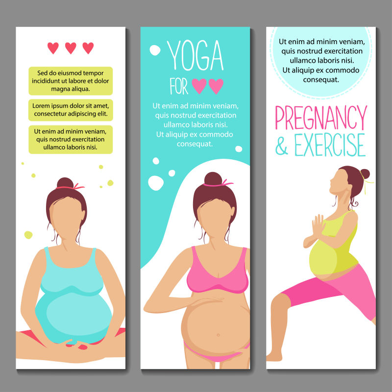 怀孕瑜伽广告横幅矢量设计