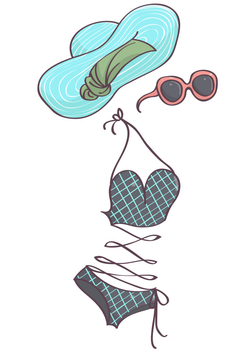 创意矢量格纹的夏季泳衣设计
