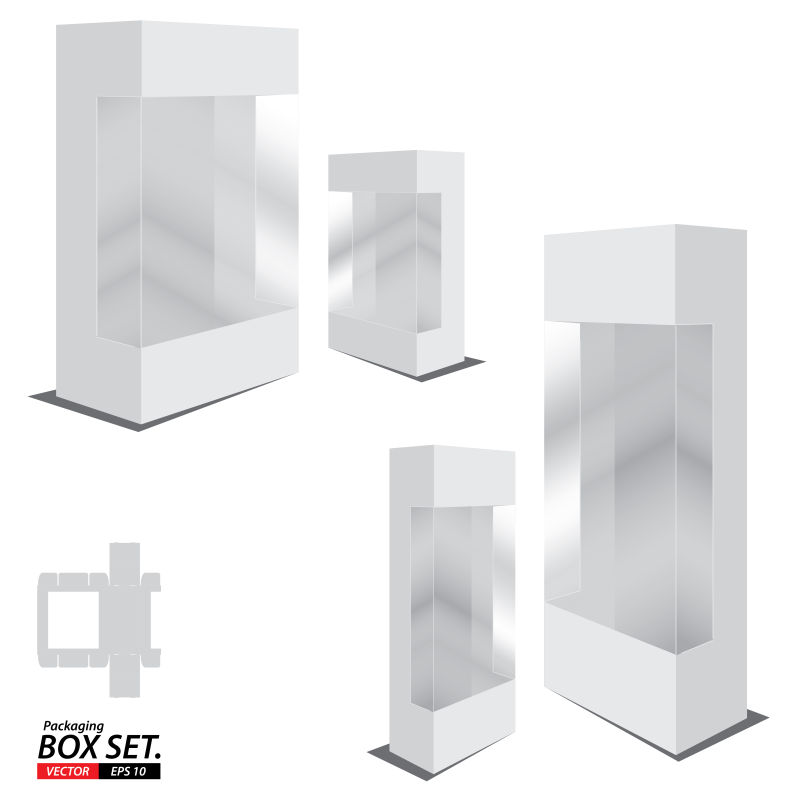 抽象矢量白色透明包装盒的图解设计