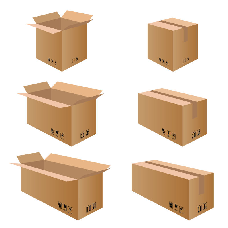 创意矢量不同尺寸的包装盒设计