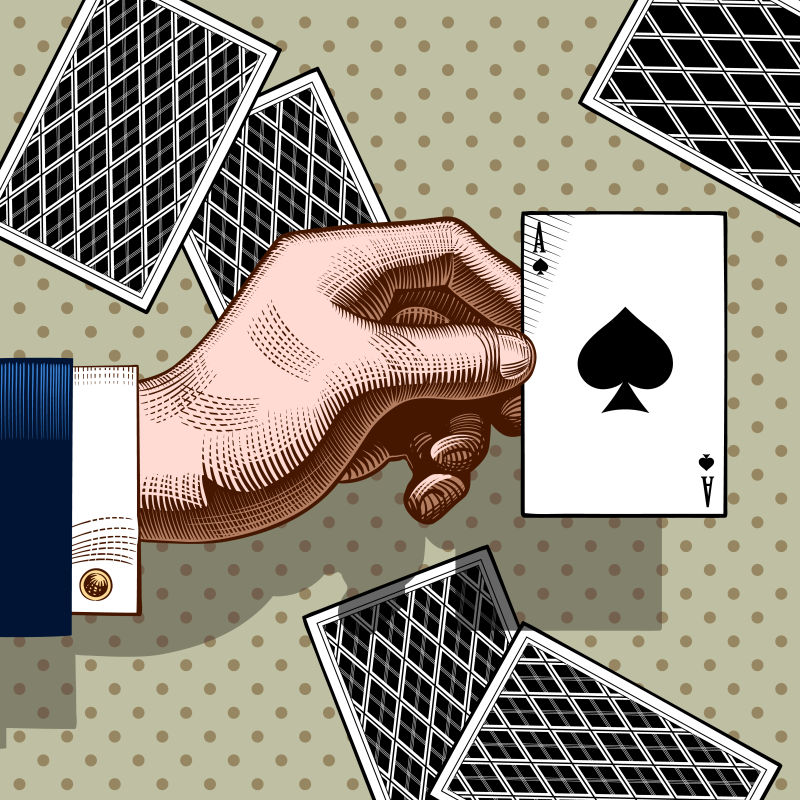 矢量玩扑克牌的男人插图