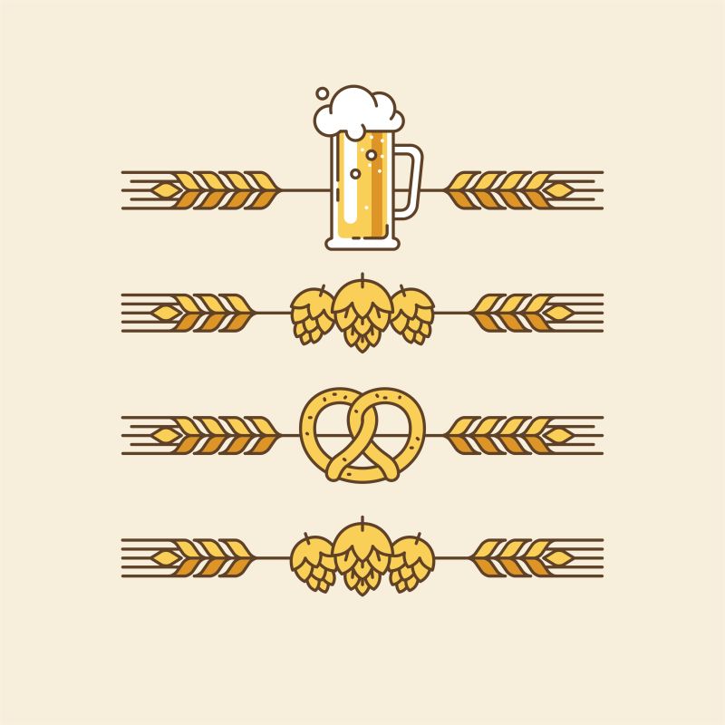 创意矢量啤酒节的简易海报设计元素