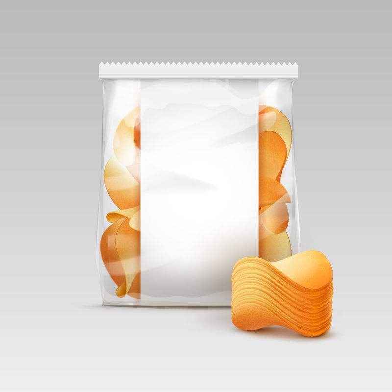 透明塑料包装薯片插图矢量设计