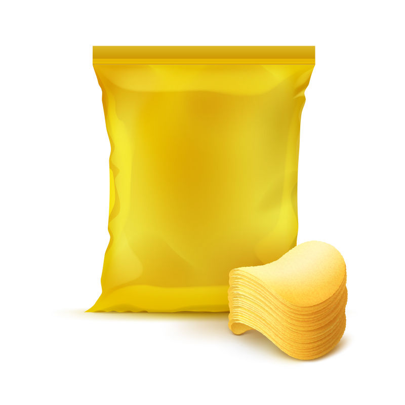 矢量黄色袋装薯片插图设计