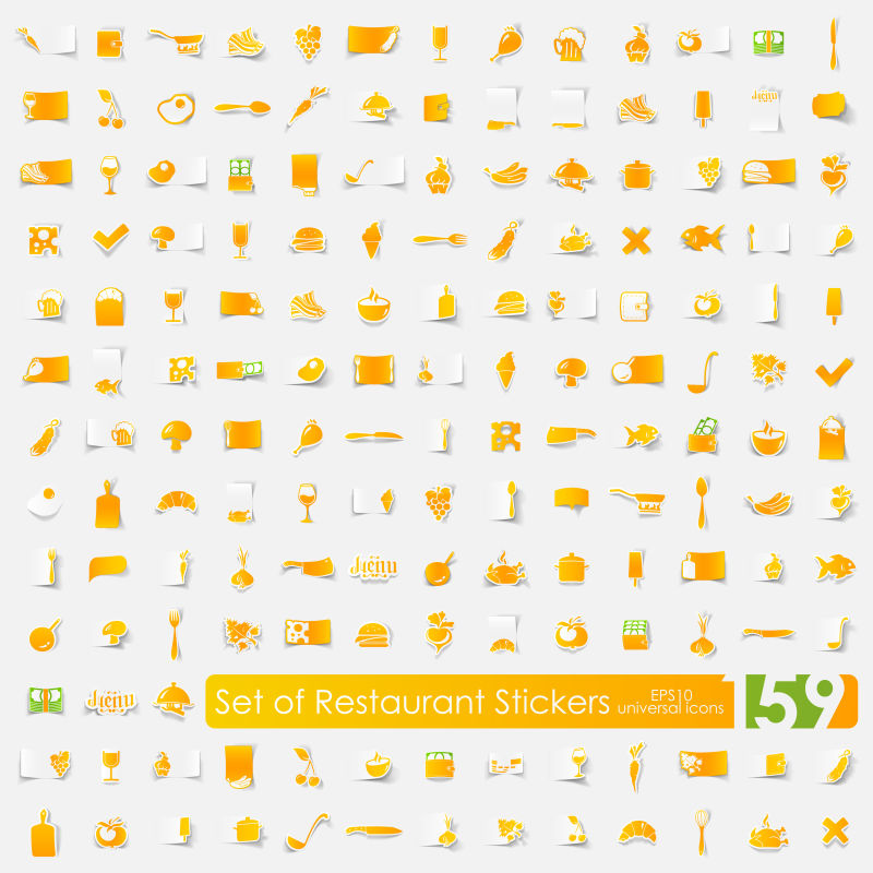 橙色矢量餐厅图标设计元素