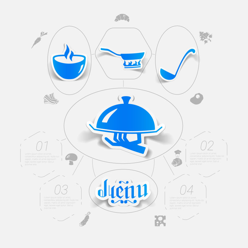 抽象蓝色矢量餐厅元素的图标设计