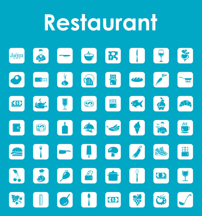 抽象矢量蓝色餐厅简单图标设计