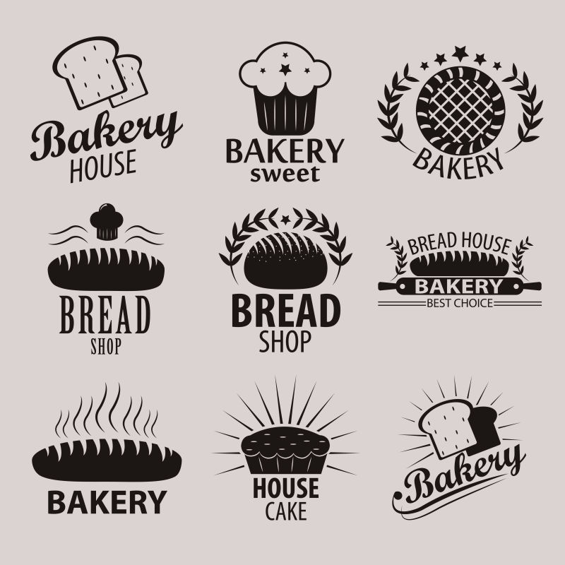 复古的面包店标签矢量设计