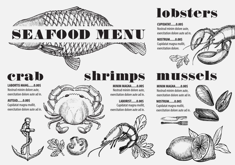 海鲜菜单矢量设计