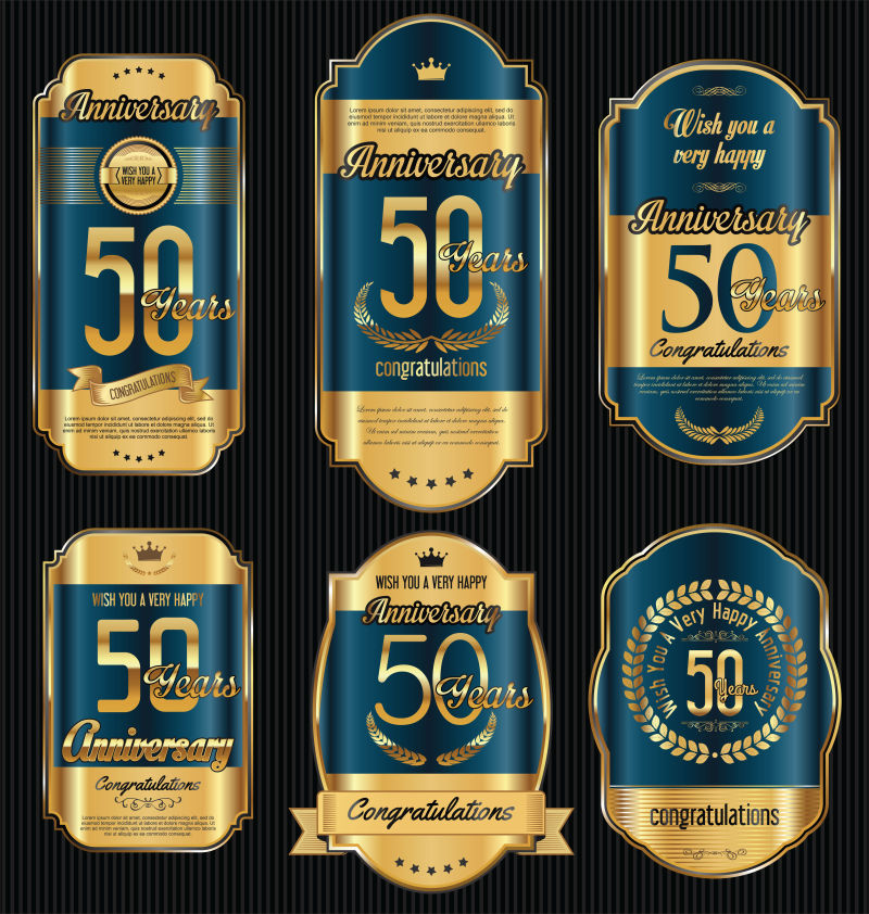 抽象矢量庆祝50周年的标签设计