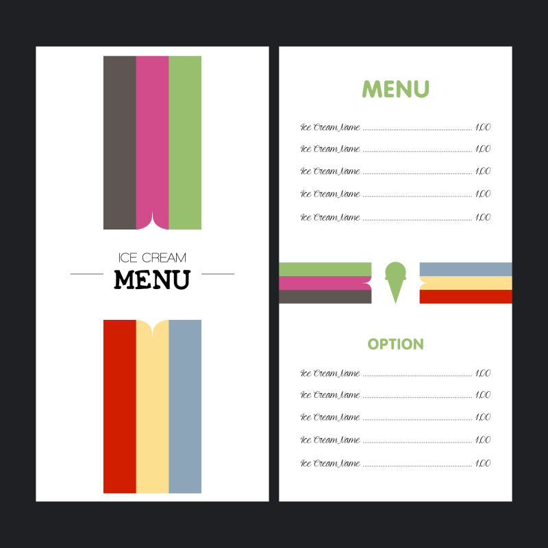 彩色条纹图案菜单矢量设计