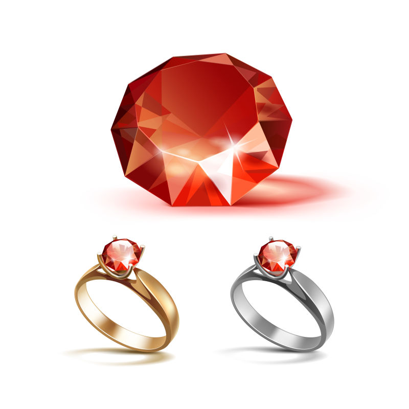 矢量的红宝石戒指和巨大红宝石插图