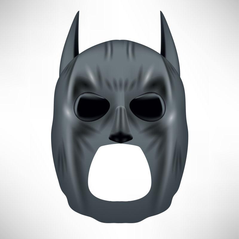 白色背景下的超级英雄蝙蝠侠灰色面具矢量图