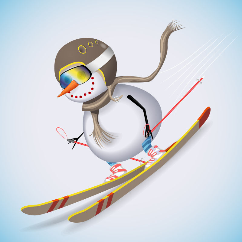 矢量双板滑雪的雪人插图