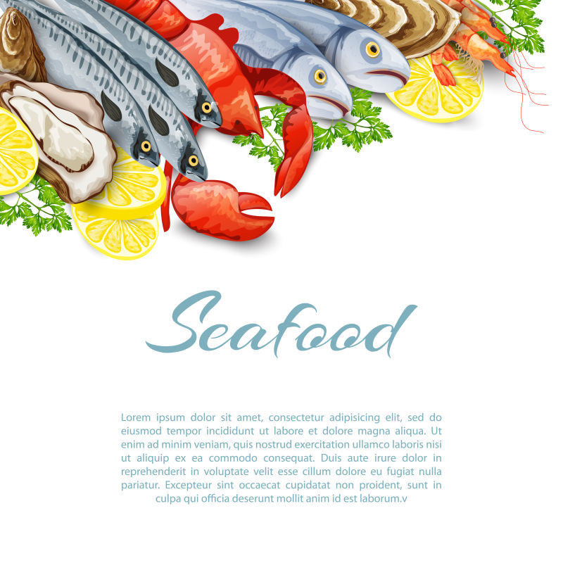 创意海鲜产品元素的矢量菜单设计