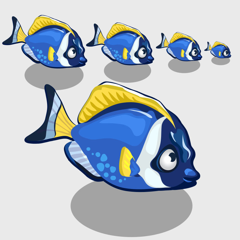 矢量抽象蓝色热带鱼的插图