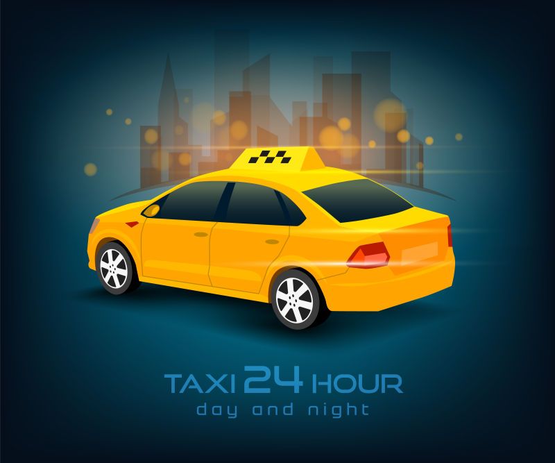 出租车服务宣传插图矢量设计
