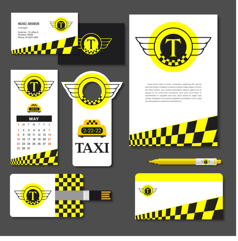 矢量出租车创意宣传插图设计