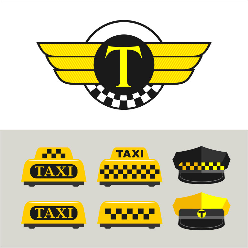 出租车创意宣传插图矢量设计