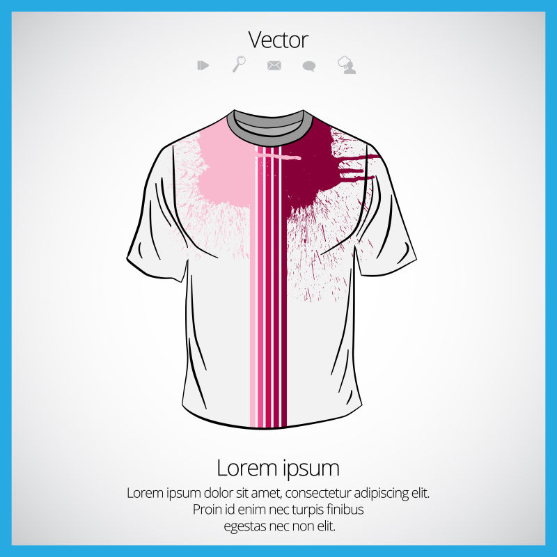 粉色条纹图案的T恤矢量设计