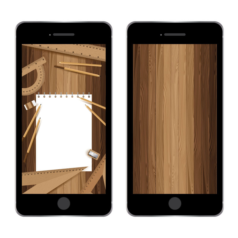 抽象矢量抽象手机中的木制纹理