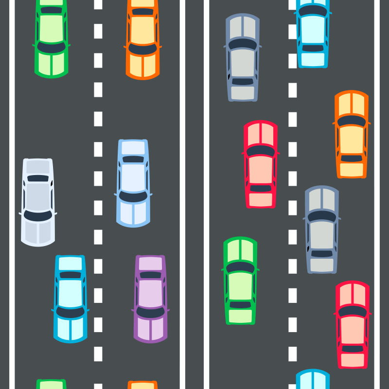 抽象矢量行驶在道路上的车辆插图