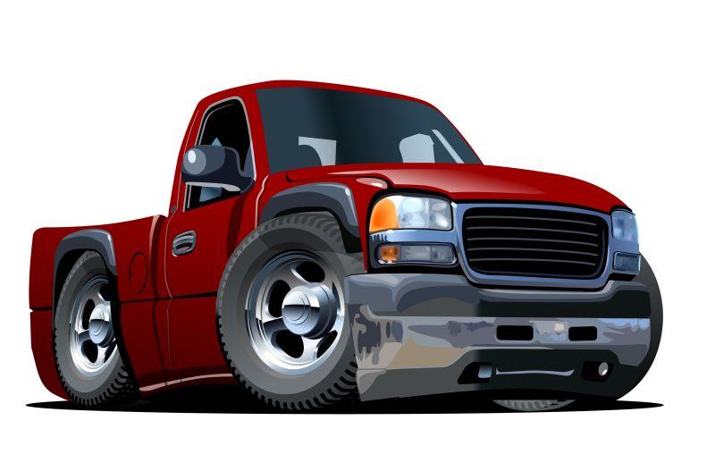 白色背景上的红色小卡车矢量设计