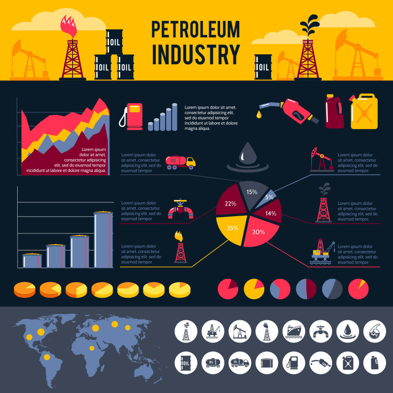 石油工业信息图表矢量设计