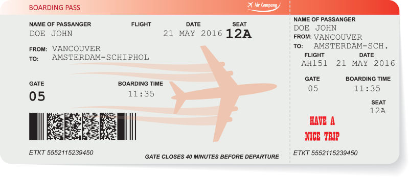 创意矢量橙色返程机票的插图