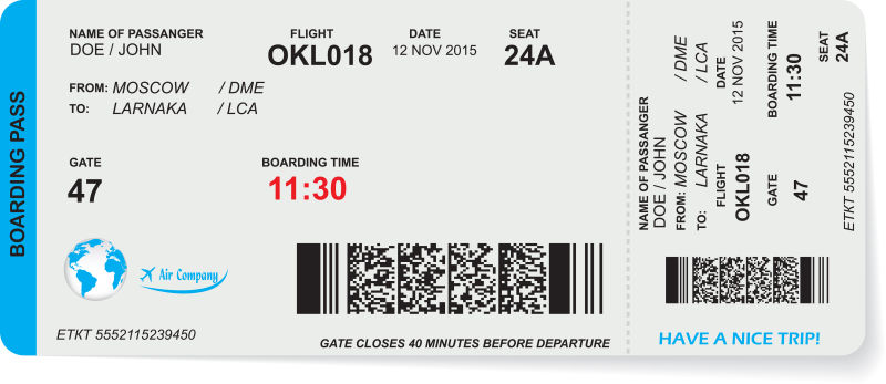 创意矢量航空机票插图