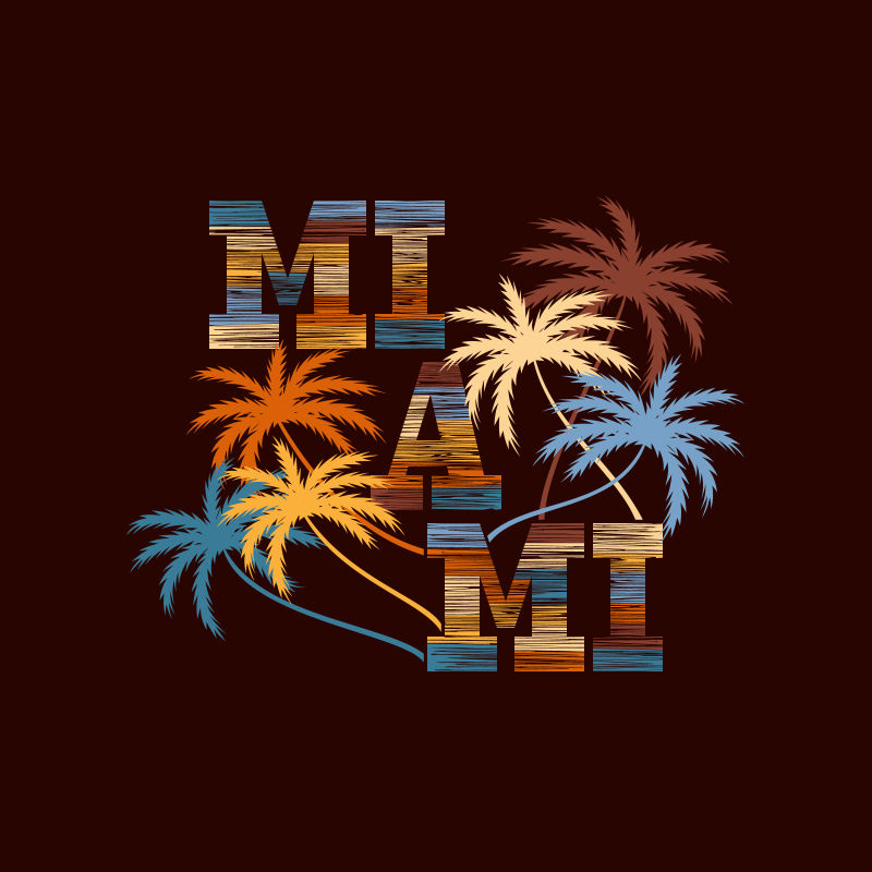 创意矢量迈阿密风格的字母设计