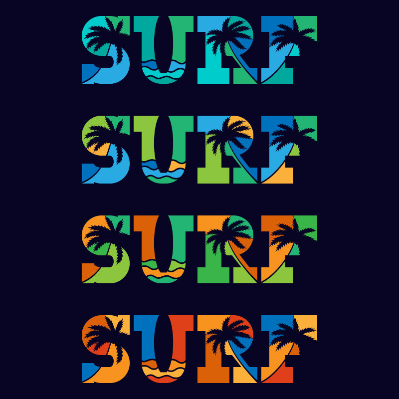 抽象矢量冲浪概念的创意字母设计
