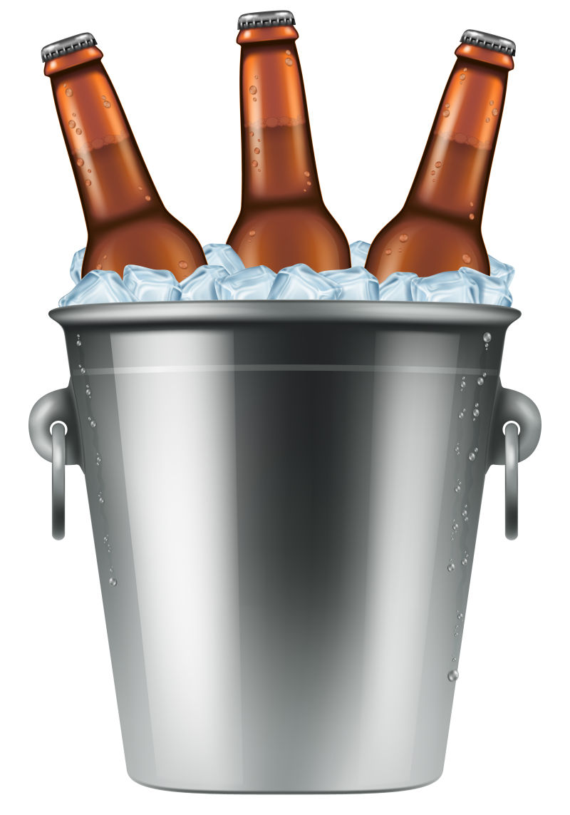 冰桶里的啤酒矢量插图