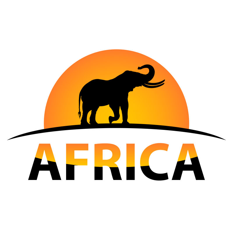 矢量非洲大象轮廓插图