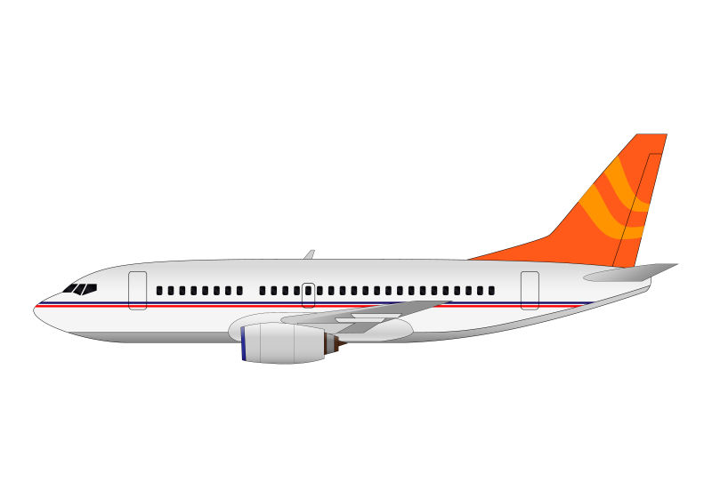 创意矢量橙色尾翼的飞机插图设计