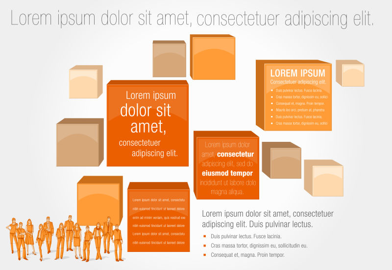 抽象矢量橙色立体几何的信息图表设计