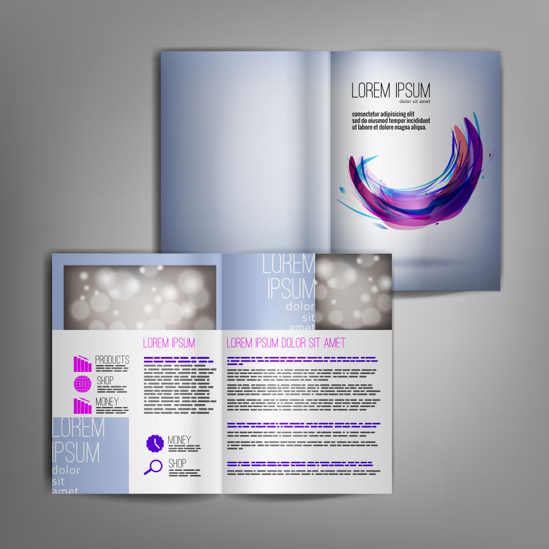矢量抽象紫色主题的宣传册版式设计