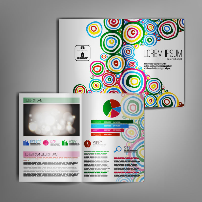 矢量彩色圆圈元素的宣传册设计