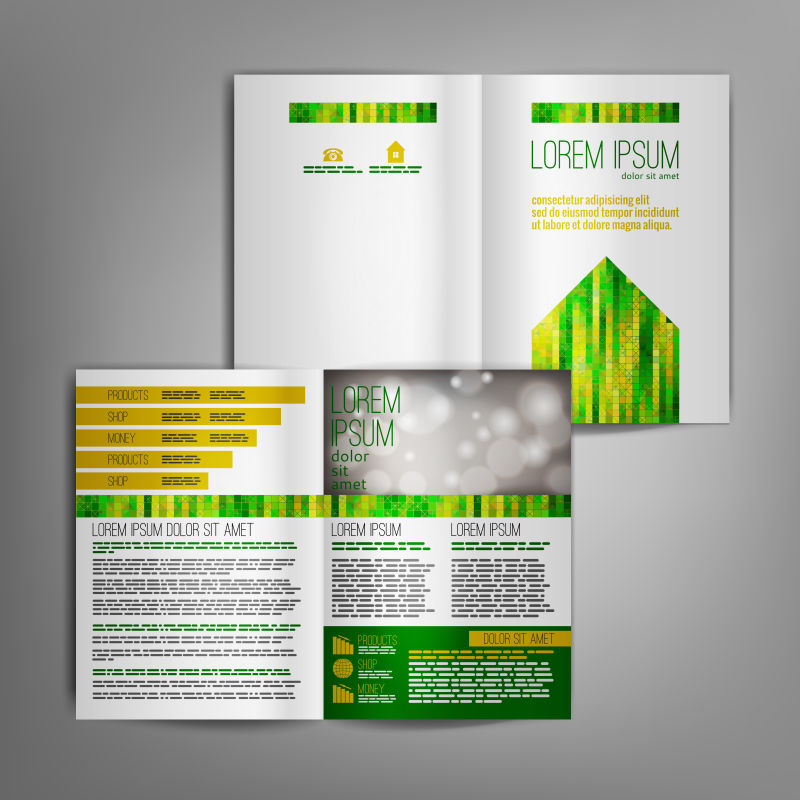 抽象矢量黄绿色装饰宣传册设计