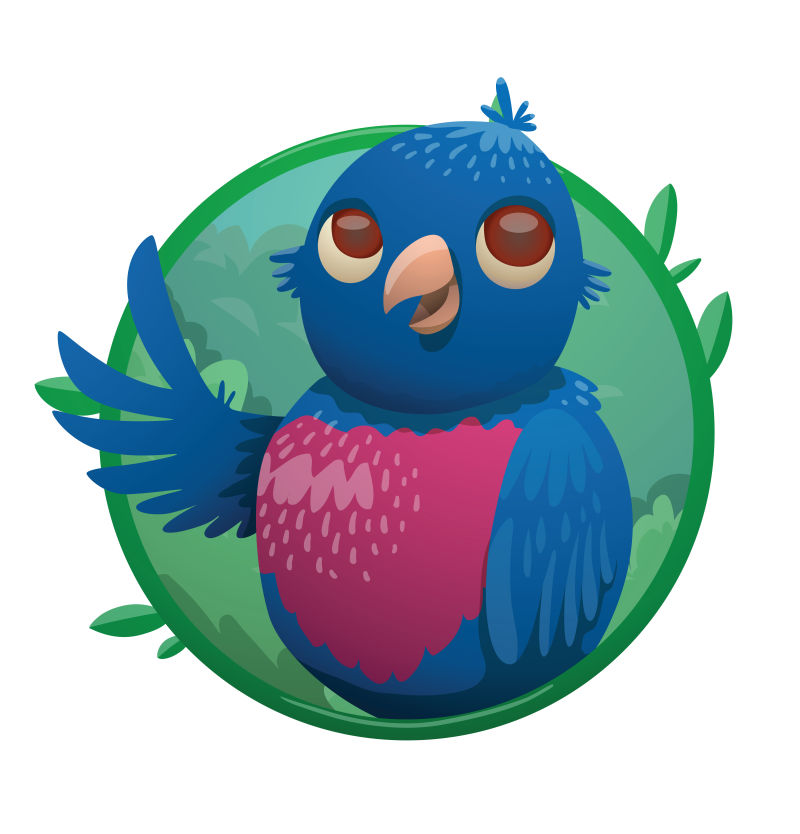 创意矢量蓝色的可爱的热带鸟类插图