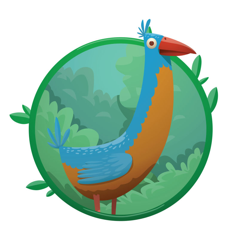 创意矢量蓝色热带鸟类的插图