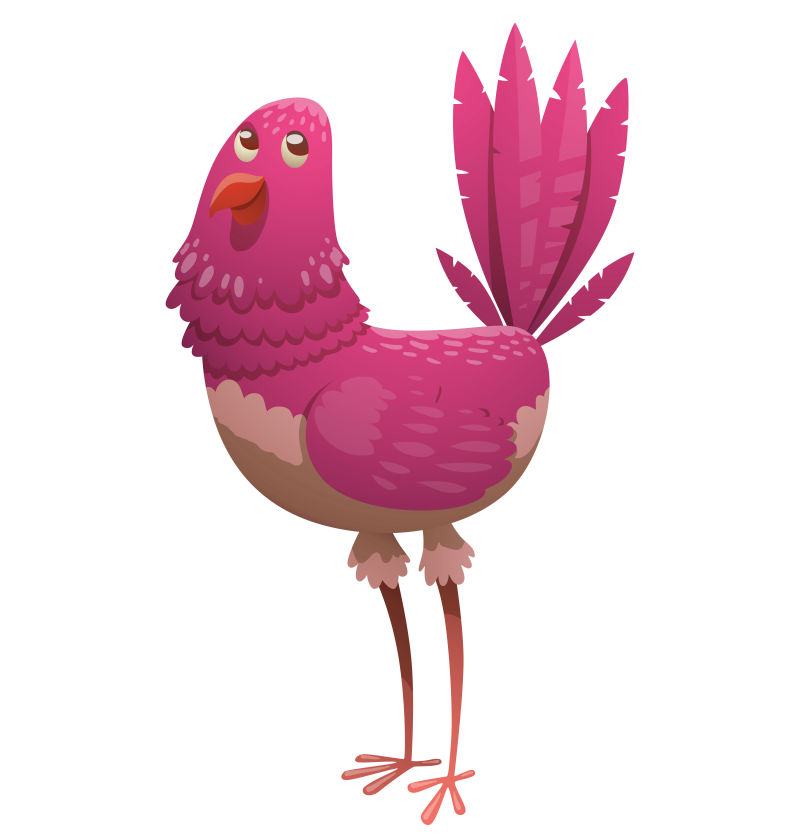 创意矢量卡通粉色鸟类插图